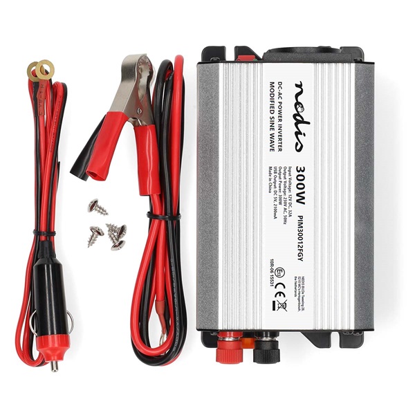 Nedis PIM30012FGY 12V DC - 230V AC inverter, 300W, csatlakozás: szivargyújtós, akku csipesz - Image 6