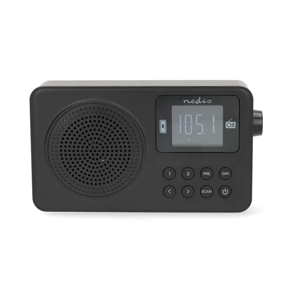 Nedis RDFM2225BK hordozható FM rádió, digitális hangolás, Bluetooth, Fejhallgató kimenet, Ébresztőóra, akkumulátor - Image 2
