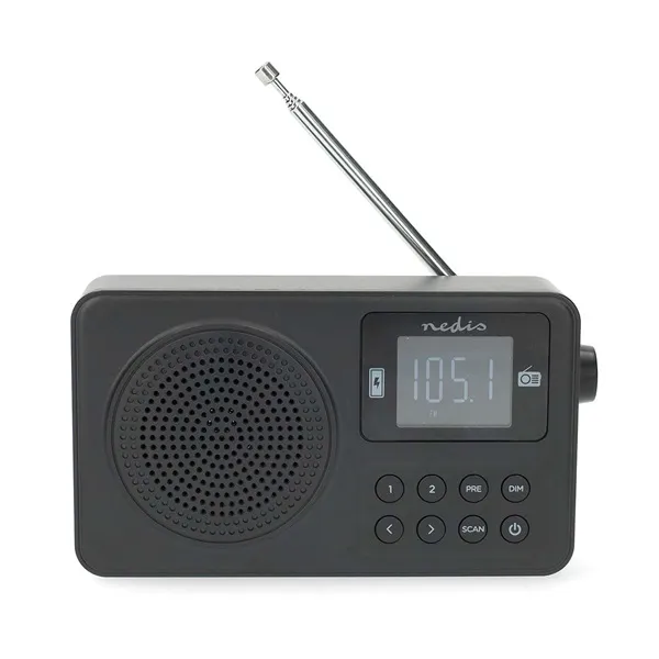 Nedis RDFM2225BK hordozható FM rádió, digitális hangolás, Bluetooth, Fejhallgató kimenet, Ébresztőóra, akkumulátor - Image 1