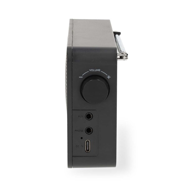 Nedis RDFM2225BK hordozható FM rádió, digitális hangolás, Bluetooth, Fejhallgató kimenet, Ébresztőóra, akkumulátor - Image 3