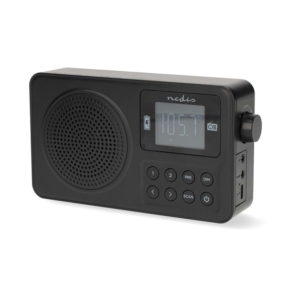 Nedis RDFM2225BK hordozható FM rádió, digitális hangolás, Bluetooth, Fejhallgató kimenet, Ébresztőóra, akkumulátor - Image 4