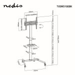 Nedis TVSM5100BK kerekes gurulós LCD TV/Monitor állvány (tartó konzol), 32"-55", szabadon álló, 35kg - Image 8