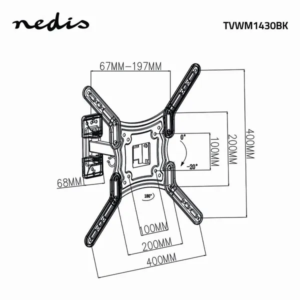 Nedis TVWM1430BK 23"-55" LCD TV / monitor fali tartókonzol, maximum 30 kg, forgatható / dönthető, 2 forgáspont - Image 5