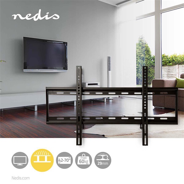 Nedis_TVWM2050BK_LCD_TV_monitor_fali_tarto_fix_42_-_70_Max_teherbiras_60_kg_Min_faltavolsag_29_mm-i1687315.jpg Nedis TVWM2050BK LCD TV / monitor fali tartó fix 42 - 70 "  Max. teherbírás: 60 kg,  Min. faltávolság: 29 mm - Image 3