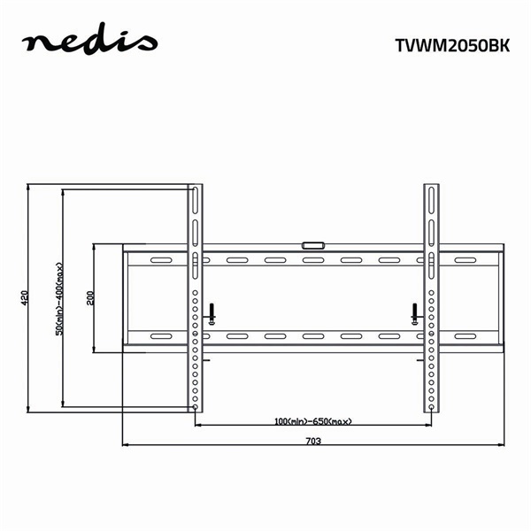 Nedis_TVWM2050BK_LCD_TV_monitor_fali_tarto_fix_42_-_70_Max_teherbiras_60_kg_Min_faltavolsag_29_mm-i1687336.jpg Nedis TVWM2050BK LCD TV / monitor fali tartó fix 42 - 70 "  Max. teherbírás: 60 kg,  Min. faltávolság: 29 mm - Image 6