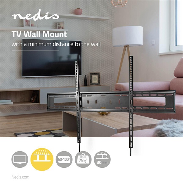 Nedis_TVWM2070BK_LCD_TV_monitor_fali_tarto_fix_60_-_100_Max_teherbiras_75_kg_Min_faltavolsag_305_mm-i1687357.jpg Nedis TVWM2070BK LCD TV / monitor fali tartó fix 60 - 100 "  Max. teherbírás: 75 kg,  Min. faltávolság: 30,5 mm - Image 3