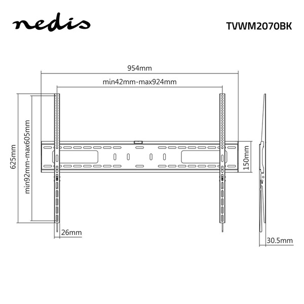 Nedis_TVWM2070BK_LCD_TV_monitor_fali_tarto_fix_60_-_100_Max_teherbiras_75_kg_Min_faltavolsag_305_mm-i1687378.jpg Nedis TVWM2070BK LCD TV / monitor fali tartó fix 60 - 100 "  Max. teherbírás: 75 kg,  Min. faltávolság: 30,5 mm - Image 6
