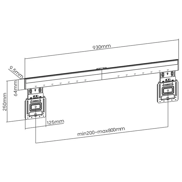 Nedis TVWM5090BK LCD TV / monitor fali tartó konzol, 43-100" Max. teherbírás: 75 kg, faltáv:9,5mm - Image 7