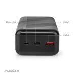 Nedis UPBKPD30000BK hordozható külső akkumulátor, powerbank 30000mAh