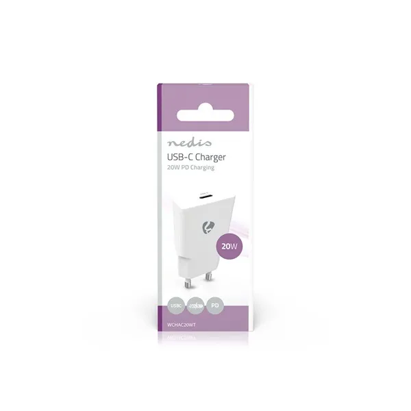 Nedis WCHAC20WT fali USB töltő, 20 W, GaN, PD3.0, 1,67 / 2,22 / 3,0 A, USB-C, automatikus feszültségválasztás - Image 4