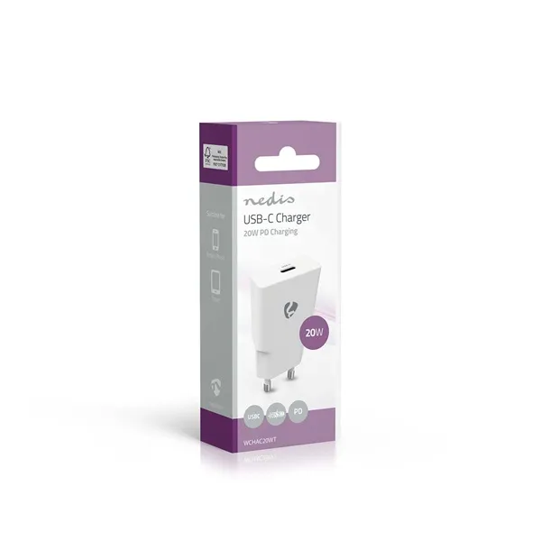 Nedis WCHAC20WT fali USB töltő, 20 W, GaN, PD3.0, 1,67 / 2,22 / 3,0 A, USB-C, automatikus feszültségválasztás - Image 6