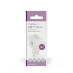 Nedis WGCHA45WWT töltő 45 W | GaN | PD3.0, Gyorstöltési funkció, 2,25 / 3,0 A, 2x USB-C, Automatikus feszültségválasztás