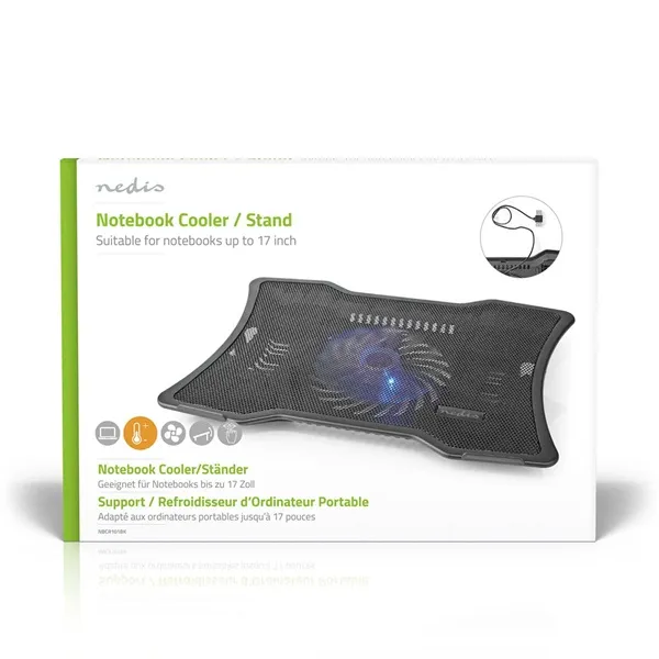 Nedis NBCR101BK notebook hűtő, 17", 125mm ventilátor, LED, zaj 15db - Image 6