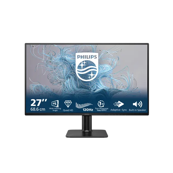 Philips IPS monitor 27" 27E2N2500, 2560x1440, 16:9, 300cd/m2, 4ms, VGA/DisplayPort/HDMI, 120 Hz