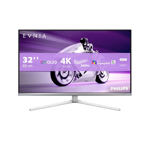 PHILIPS_EVNIA_240Hz_OLED_monitor_315_32M2N890000_3840x2160_169_003ms_1000_cdm2_HDMIx2DPUSBx2USB-C_65W-i1680027.jpg PHILIPS EVNIA 240Hz OLED monitor 31,5" 32M2N8900/00, 3840x2160, 16:9, 0,03ms, 1.000 cd/m2, HDMIx2/DP/USBx2/USB-C (65W) - Image 1