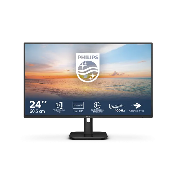 PHILIPS IPS monitor 23.8" 24E1N1100A, 1920x1080, 16:9, 250cd/m2, 4ms, VGA/HDMI, hangszóró, 100Hz