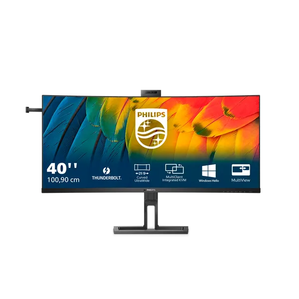 PHILIPS Ívelt monitor 40" 40B1U6903CH, 5120x2160, 21:9, 300 cd/m2, 4ms, HDMIx2/DP/Thunderbolt/USBx5/USB-C/LAN, hangszóró