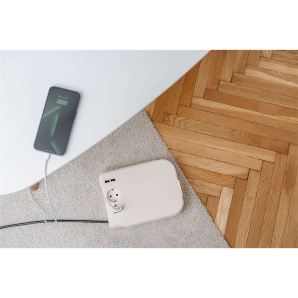 ROLEE L automata hosszabbító, 1db földelt + 1db földeletlen + 2db USB aljzat, 3,5m, Gyöngyfehér - Image 1