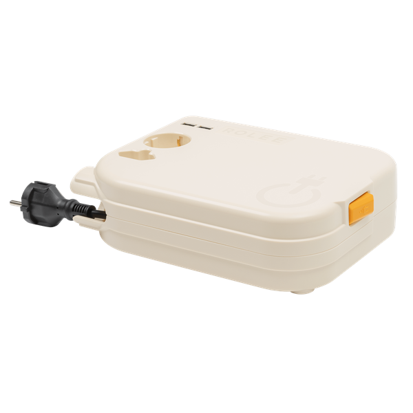 ROLEE L automata hosszabbító, 1db földelt + 1db földeletlen + 2db USB aljzat, 3,5m, Gyöngyfehér - Image 3