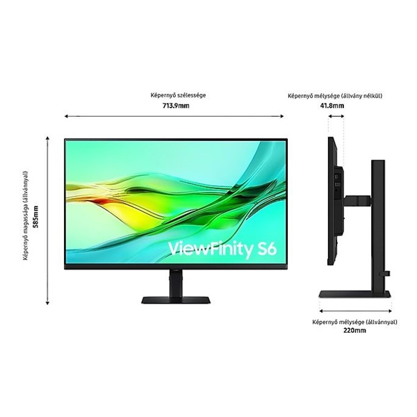 Samsung LS32D600UAUXEN 32" QHD 100Hz ViewFinity S6 Üzleti Monitor - Image 5