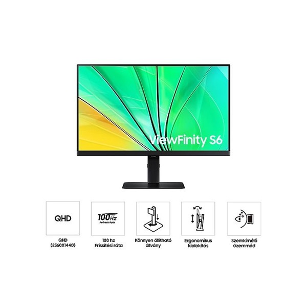 SAMSUNG IPS 100Hz monitor B2B 27" S60D, 2560x1440, 16:9, 350cd/m2, 5ms, HDMI/DisplayPort/3xUSB, Pivot - Image 4