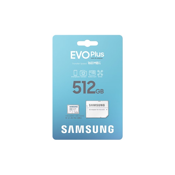 SAMSUNG Memóriakártya, EVO Plus microSDXC kártya, 512GB, UHS-1, U3, V30, A2, + SD Adapter, R160/W - Image 7