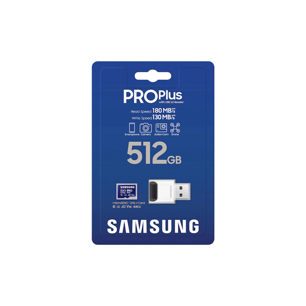 Samsung MicroSD kártya - 512GB MB-MD512SB/WW (PRO PLUS, UHS-I, R180/W130, adapter, 512GB) - Image 4