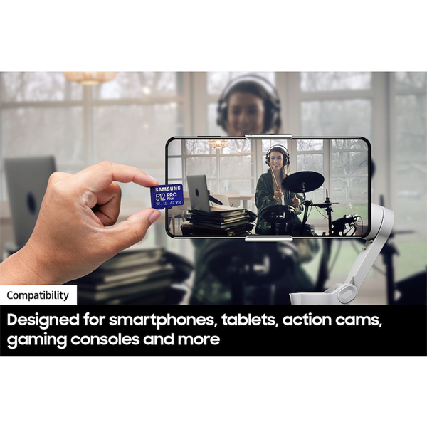 Samsung MicroSD kártya - 512GB MB-MD512SB/WW (PRO PLUS, UHS-I, R180/W130, adapter, 512GB) - Image 5