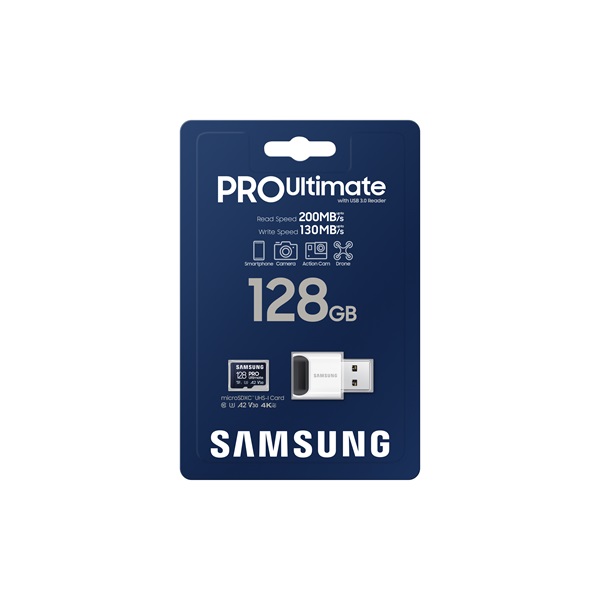 Samsung MicroSD kártya - 128GB MB-MY128SB/WW (PRO Ultimate kártyaolvasóval, Class10, R200/W130, 128GB) - Image 7