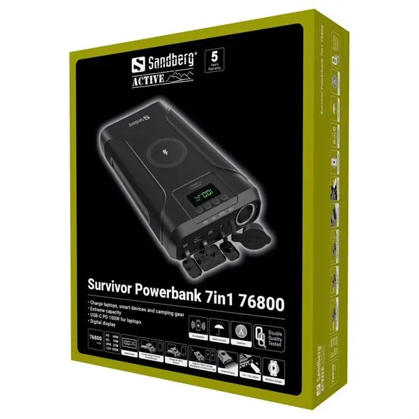 SANDBERG Hordozható akkumulátor, Survivor Powerbank 7 az 1-ben 76800 - Image 6