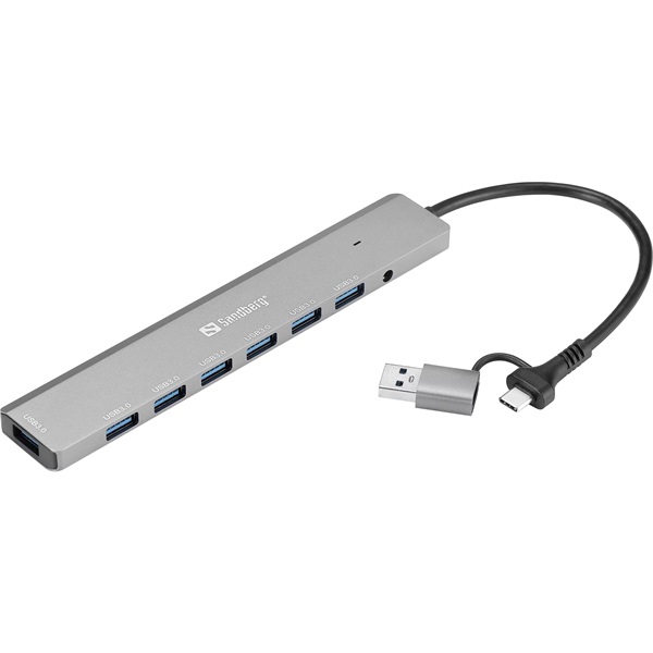 SANDBERG USB-C/A to 7 x USB 3.0 HUB, akár 7 USB-A satlakozási lehetőség, USB 3.0 SuperSpeed 5 Gbit/sec, 5 év garancia - Image 1