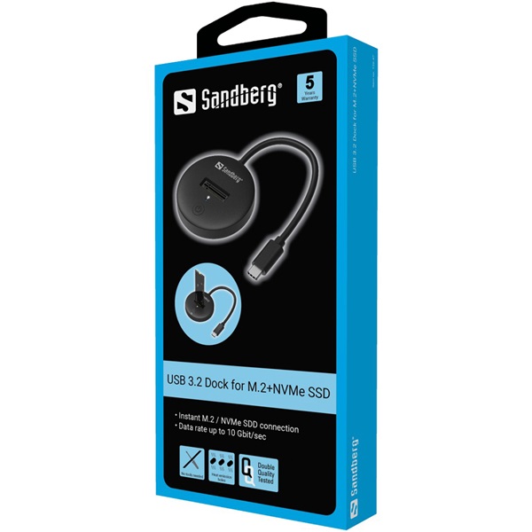 SANDBERG USB-C tartozék, USB 3.2 Dock for M.2+NVMe SSD - Image 5