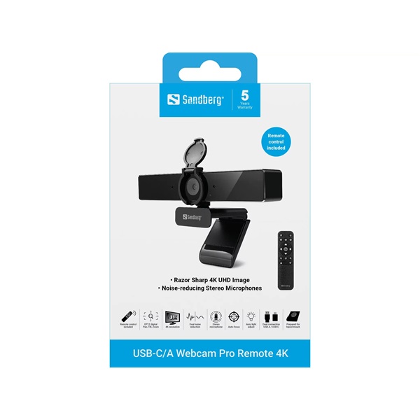 Sandberg Webkamera - USB-C/A Webcam Pro Remote 4K - Image 12