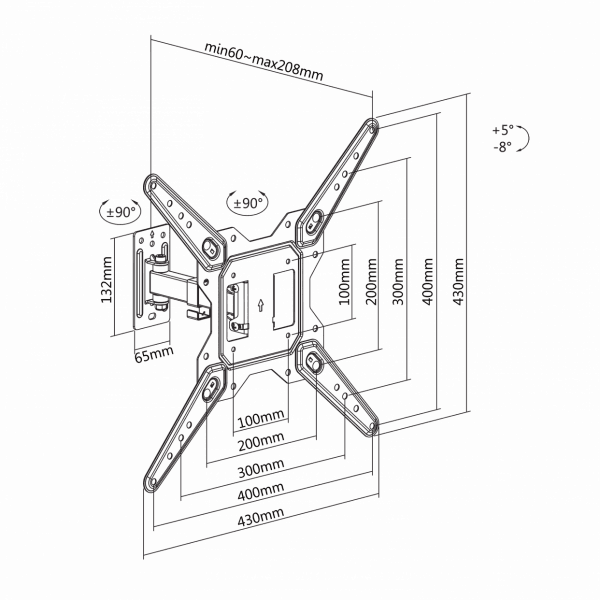 SBOX LCD-441 23“ - 55“ karos fali konzol, dönthető, forgatható, 400x400, max. 30 kg - Image 5