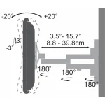 SBOX LCD-443 fali konzol, dönthető, forgatható, 23"-55", 400x400, max 30 kg - Image 2