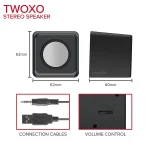 SPEEDLINK SL-810004-BK TWOXO Stereo Speakers, black, Sztereó hangszórók, fekete - Image 4