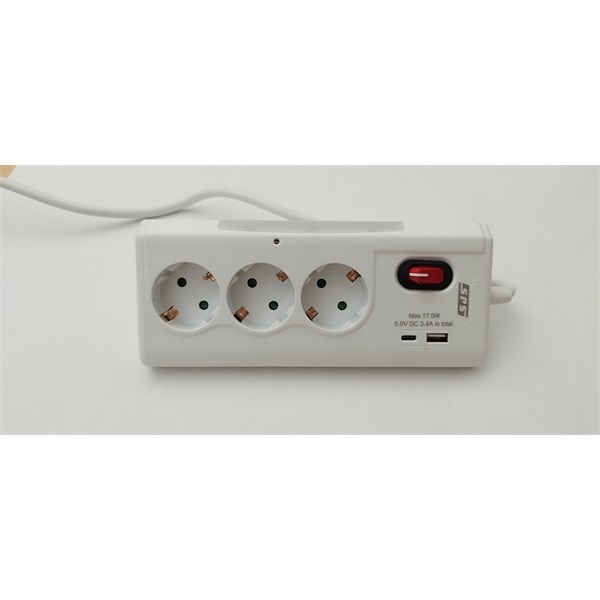 SPS túlfeszültségvédő elosztó, 1,5 méteres, 3 DIN + 1 USB + 1 USB-C - Image 2