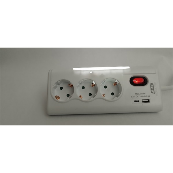 SPS túlfeszültségvédő elosztó, 1,5 méteres, 3 DIN + 1 USB + 1 USB-C - Image 3