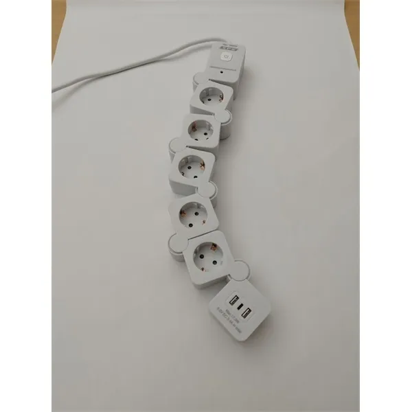 SPS túlfeszültségvédő elosztó, 1,5 méteres, 5 DIN + 2 USB + 1 USB-C, flexi - Image 2