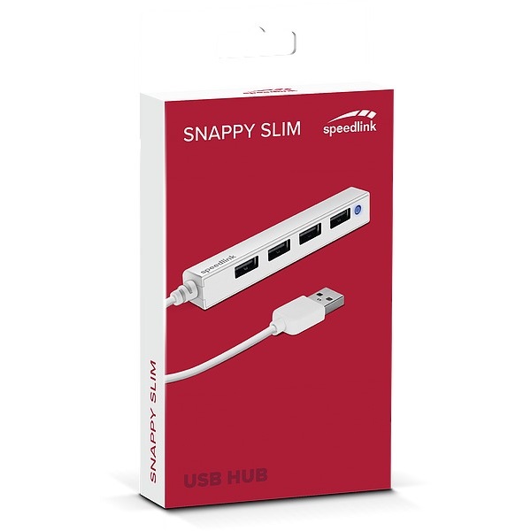 SPEEDLINK SL-140000-WE SNAPPY SLIM USB Hub, 4-Port, USB 2.0, Passzív, fehér - Image 3