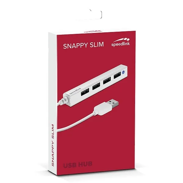 SPEEDLINK SL-140000-WE SNAPPY SLIM USB Hub, 4-Port, USB 2.0, Passzív, fehér - Image 3
