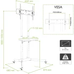 TECHLY ICA-TR6 gurulós padlóállvány 30-65" LED/LCD kijelzőhöz - Image 3