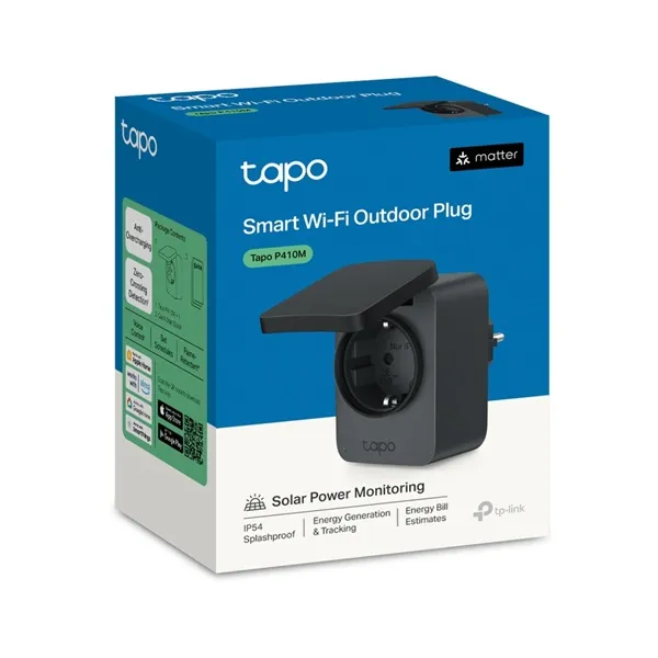 TP-LINK Okos Dugalj Wi-Fi-s Mini, Fogyasztás mérővel IP54 kültéri, TAPO P410M - Image 2