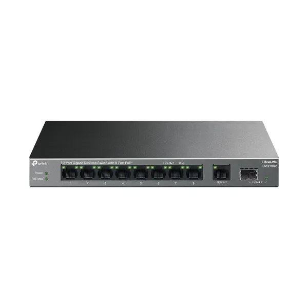 TP-Link LS1210GP 10-Port Gigabit Desktop Switch with 8-Port PoE+