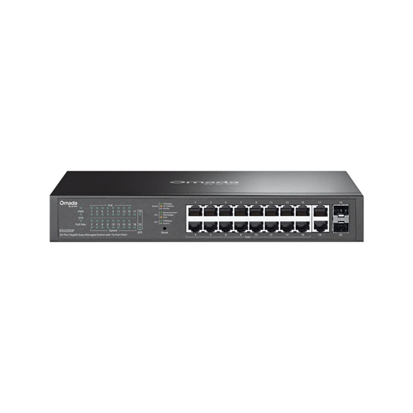 TP-LINK Switch 20x1000Mbps(16xPOE+) + 2xSFP Fémházas Easy Smart (Omada), ES220GP