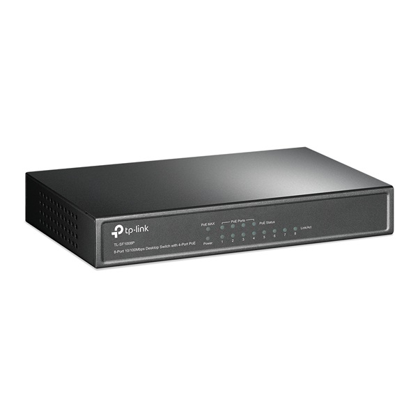 TP-LINK_Switch_8x100Mbps_ebbol_4_port_POE_SF1008P-i363453.jpg TP-Link Switch PoE - TL-SF1008P (8port 100Mbps; 8/4 af PoE port, 57W) - Image 1