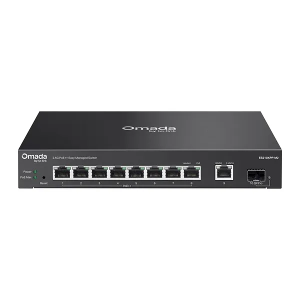 TP-Link Switch Menedzselhető - ES210XPP-M2 (Omada; 8x 2,5Gbps; 1x 10Gbps SFP+; 8x 802.3af/at PoE++ port; 200W PoE)