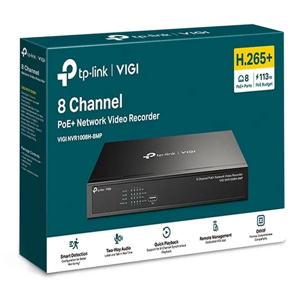 TP-LINK Video Recorder 8 csatornás POE+, VIGI NVR1008H-8MP - Image 2