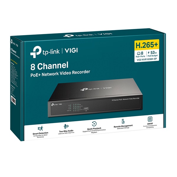 TP-LINK Video recorder 8 csatornás POE+, VIGI NVR1008H-8P - Image 3