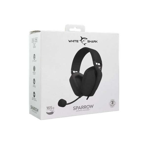 WHITE SHARK SPARROW-B, GH-2443B, gamer fejhallgató, fekete, (3.5 Jack 4 pin.) - Image 8